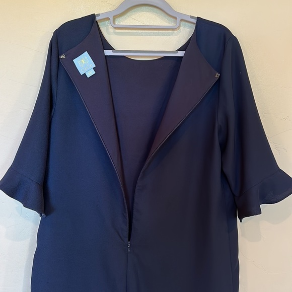 CECE navy blue Kate Ruffle Shift Dress Sz 12 - Picture 13 of 15